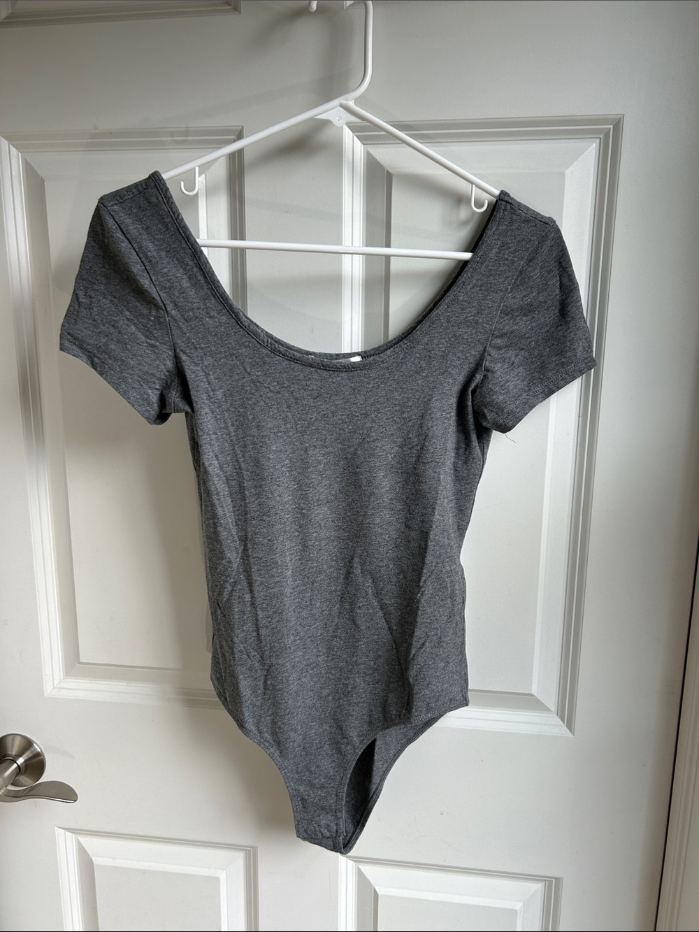 Bozzolo Gray Scoop Neck Short Sleeve Bodysuit